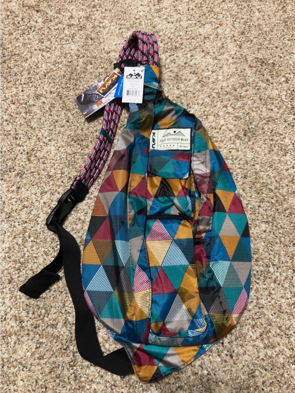 Kavu Multicolor Rope Sling Bag Isle Tile Geometric Print